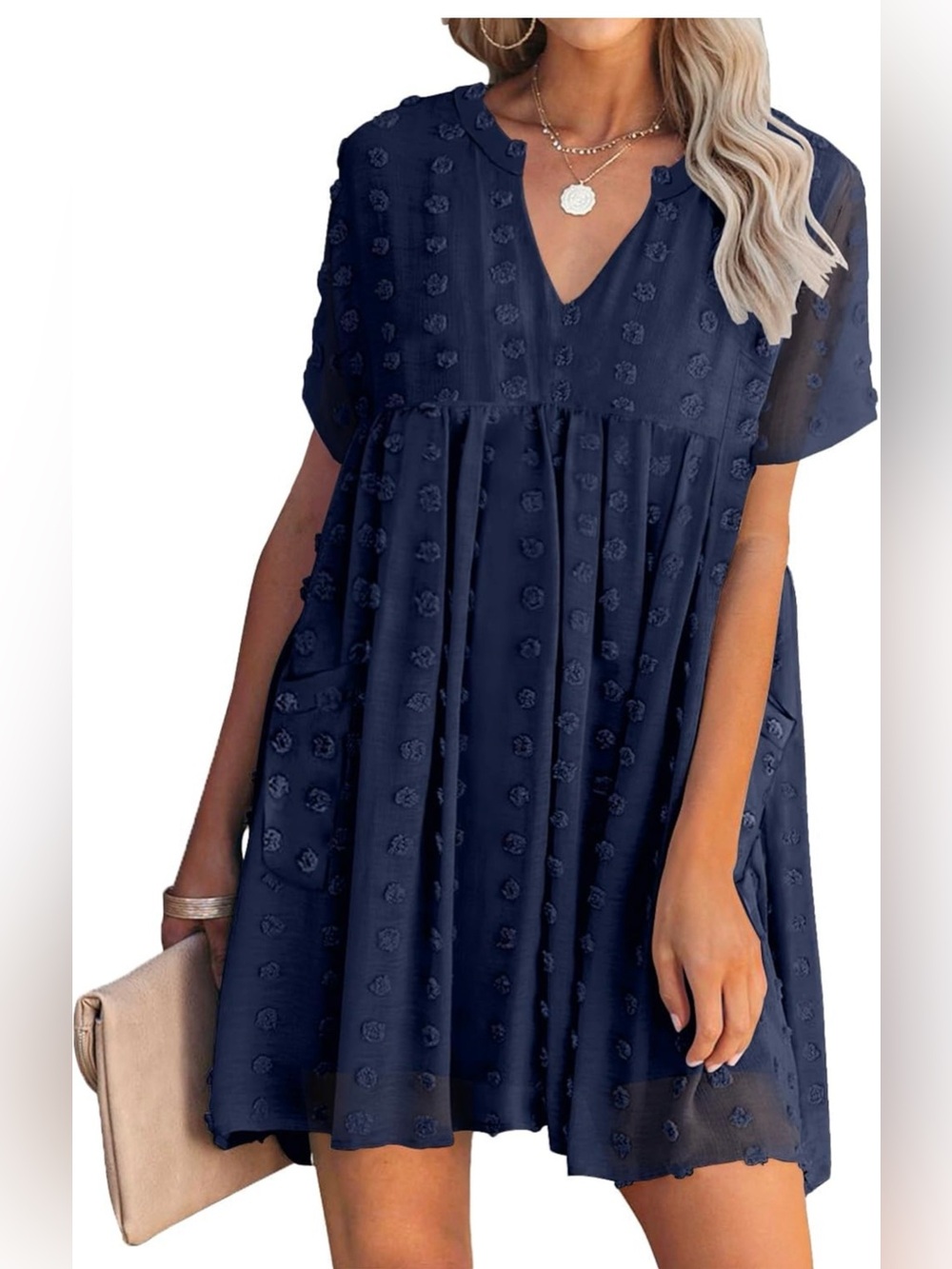 MIHOLL Womens V Neck Dress With Pockets XXL